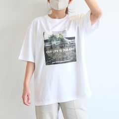 [ラスト1点 XL ]【グッドネイバーズシャツ×YARD WORKS】フォトプリント ビックシルエットTシャツ / big silhouette Tee / ホワイト
