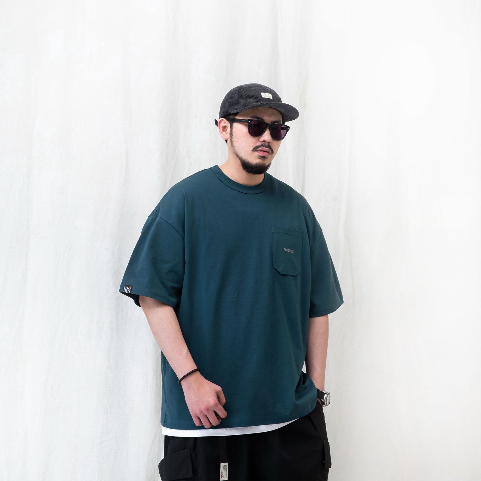 【ラスト1点 XL 】cooling hexagonal pocket classic t-shirt / ダークブルーグリーン