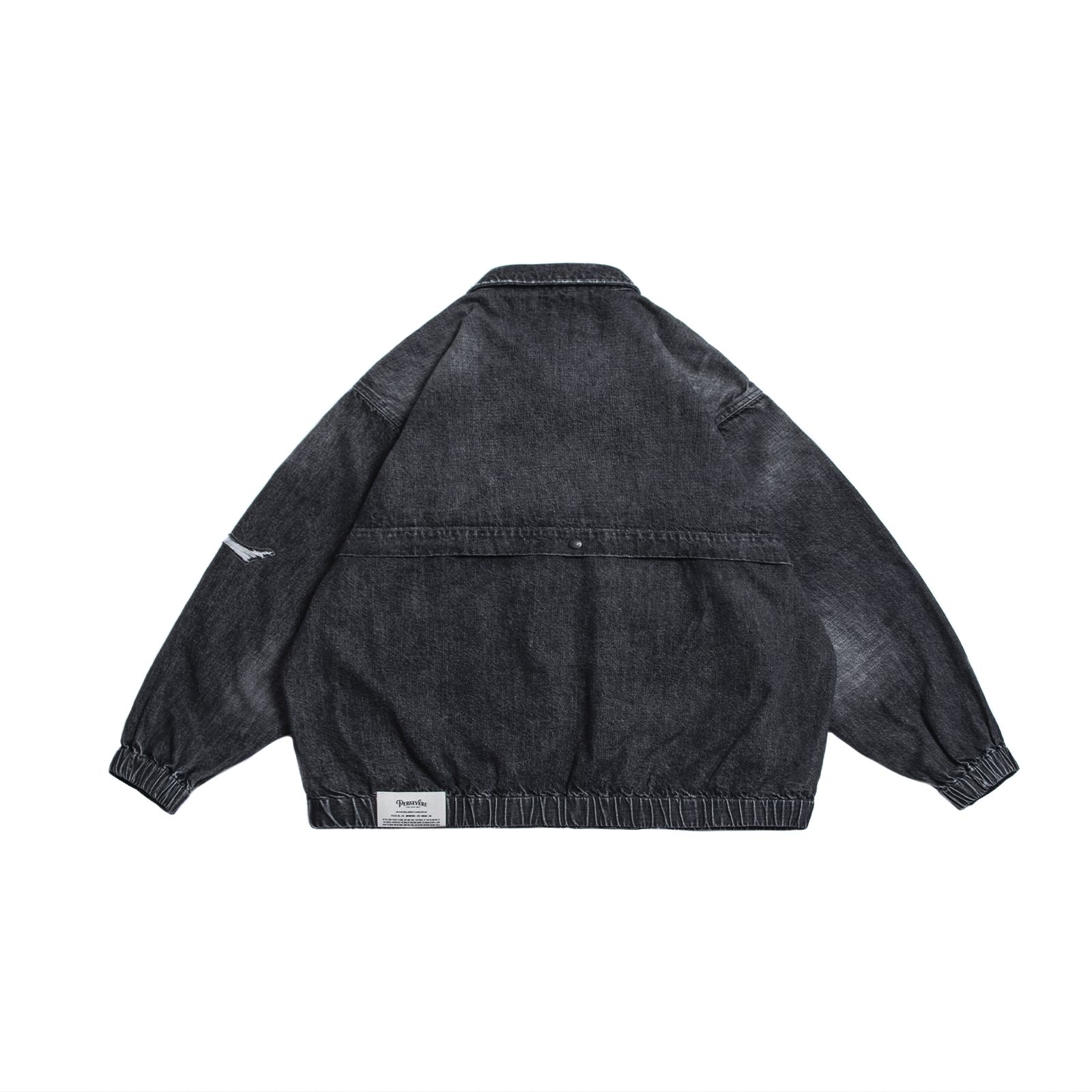 【ラスト1点 XL】distressed denim harrington jacket / ウォッシュドブラック