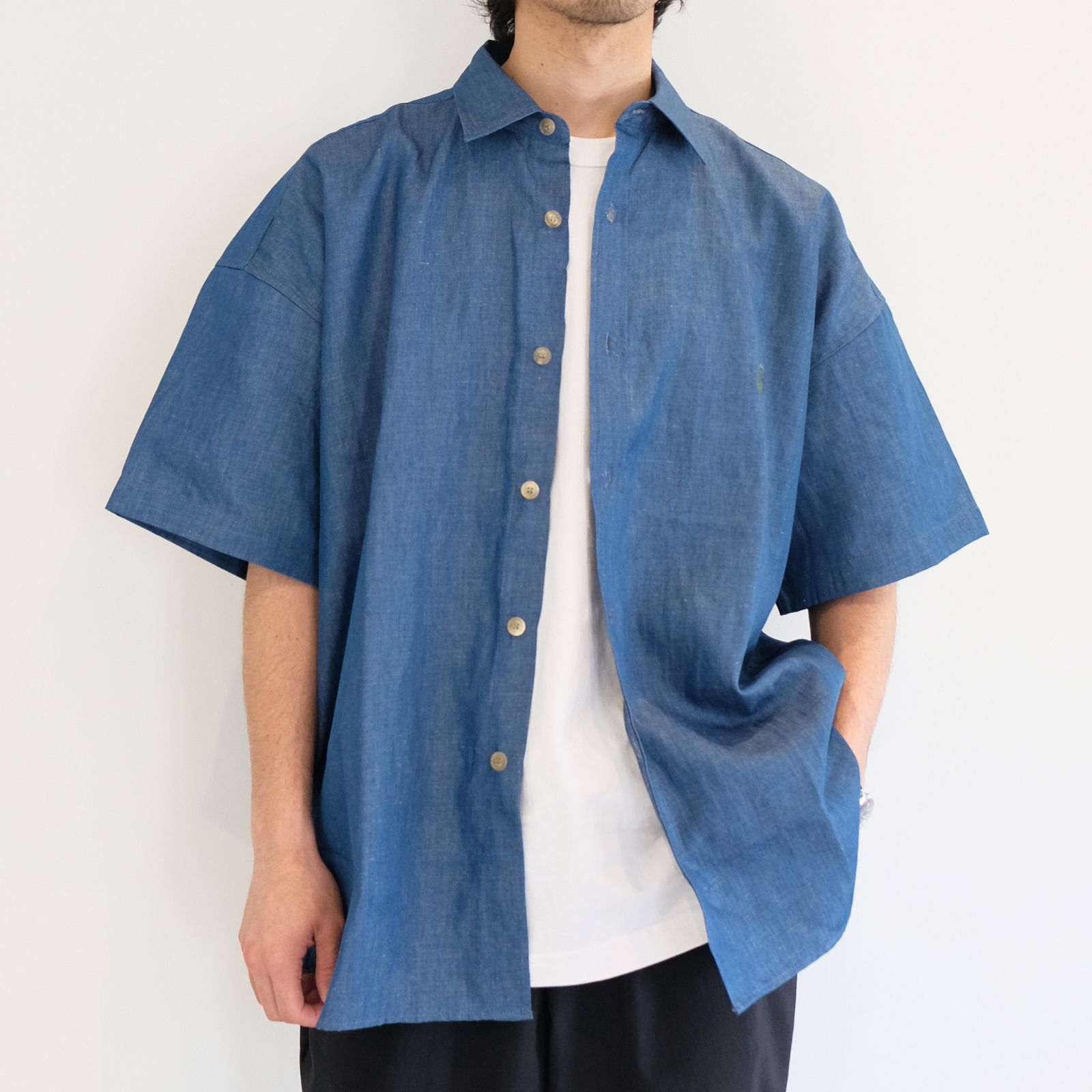 CALEE - 【ラスト1点 L 】C/L Embroidery over silhouette S/S shirt