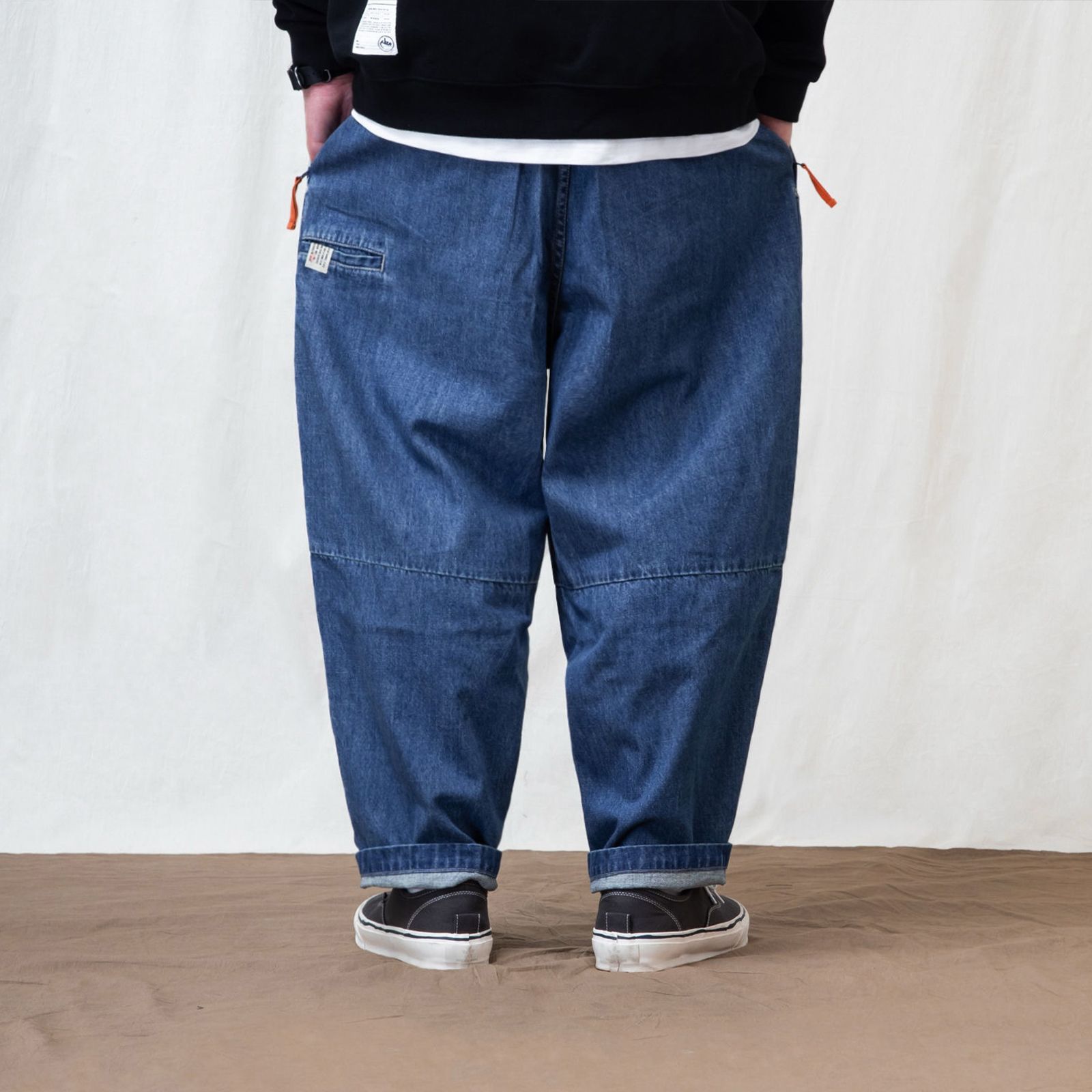 【ラスト1点 L】double pleated balloon tapered pants / ウォッシュドブルー