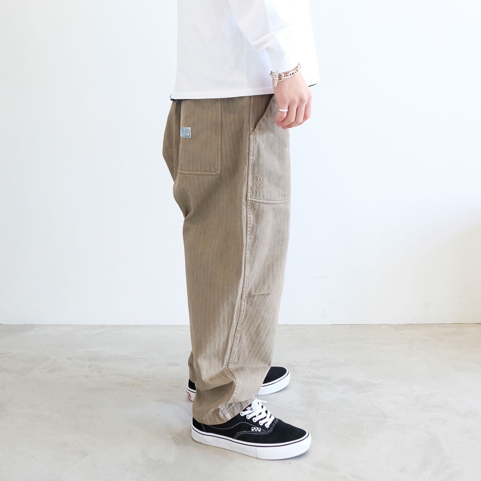 【ラスト1点 34(L)】garmentdyed herringbone sarrouel pants / ベージュ