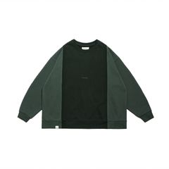 two-tone spliced sweatshirt / ライトグリーン×ダークグリーン