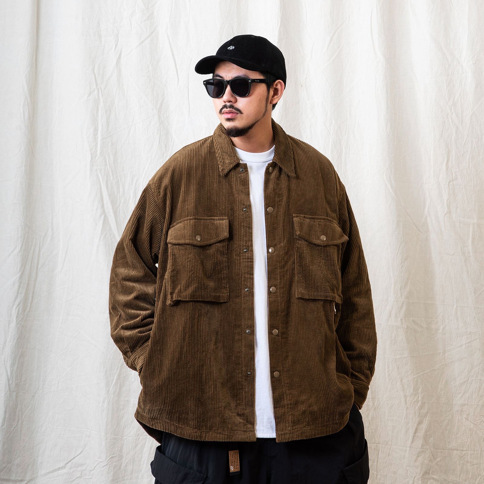 【ラスト1点 XL 】long sleeve corduroy jac-shirts / ダークブラウン
