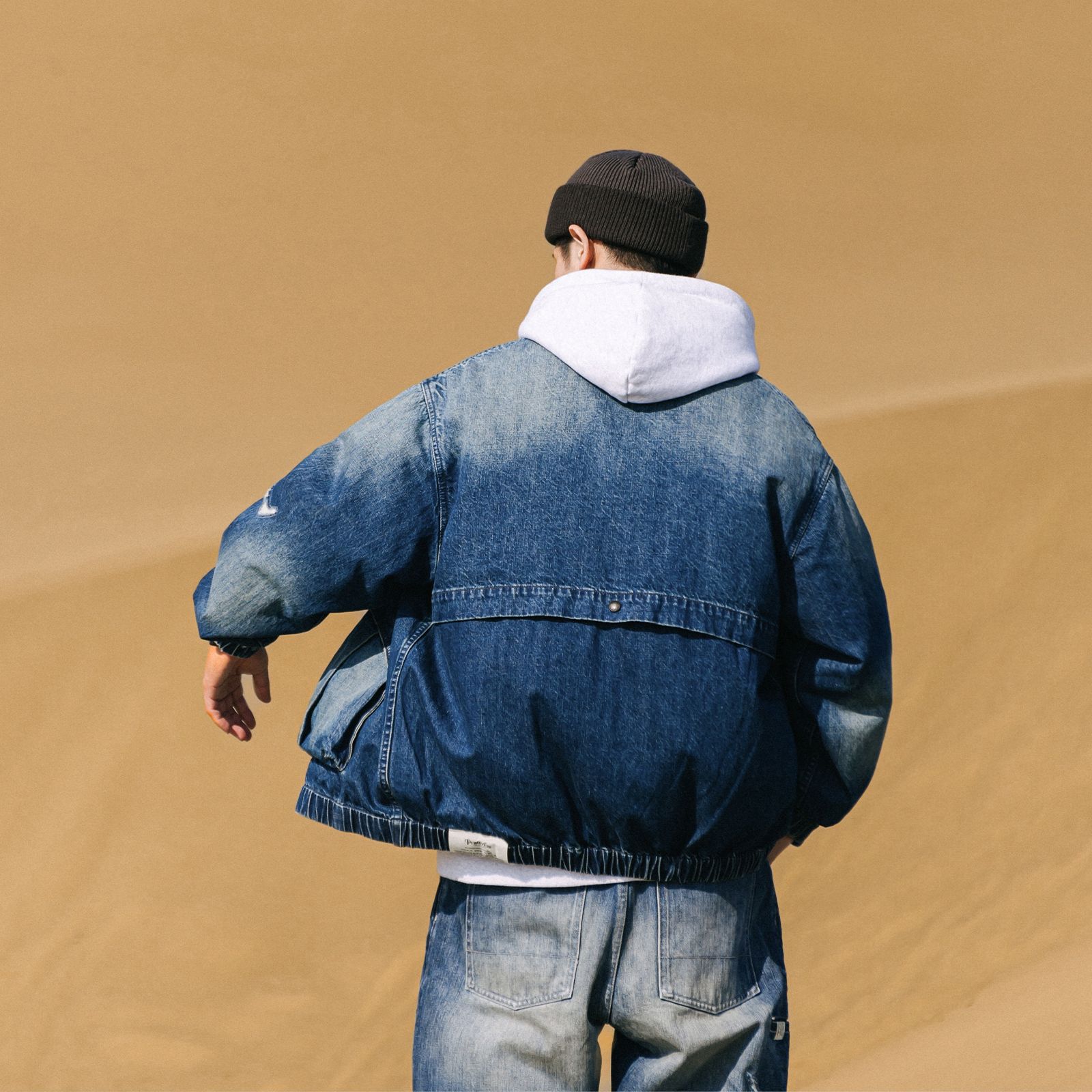 【ラスト1点 XL 】distressed denim harrington jacket / ウォッシュドブルー