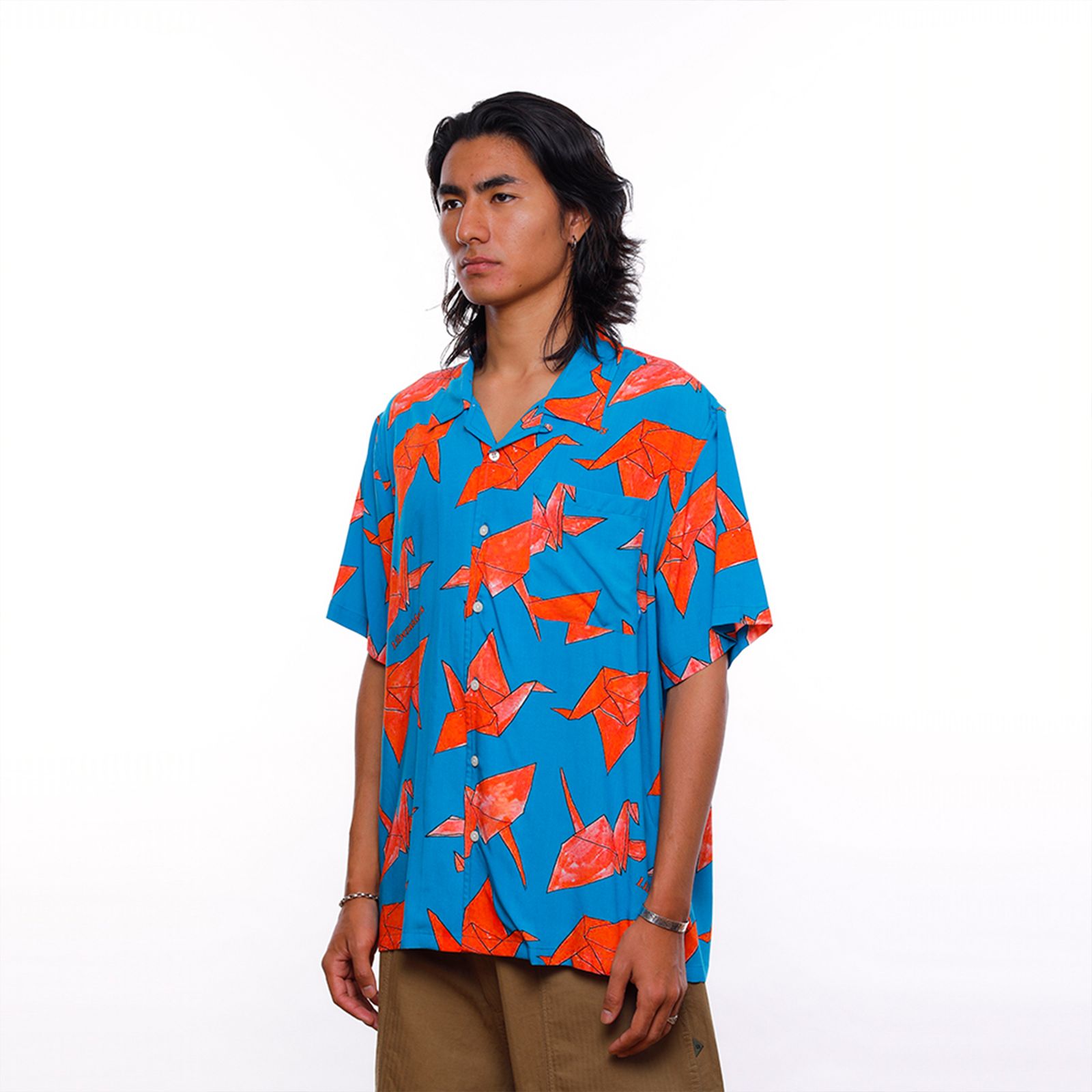 【ラスト1点 S】origami rayon shirt / ブルー