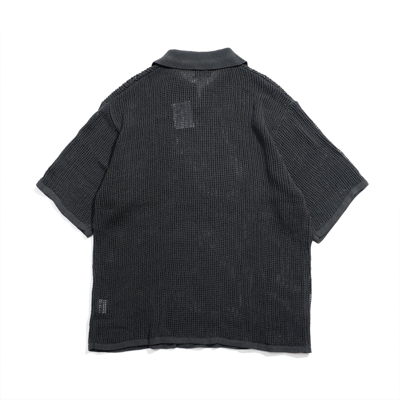 【ラスト1点 3 】Mesh Knitted Polo shirt / ディープグレー