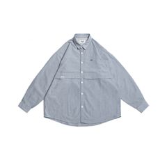 【ラスト1点 L】brand logo long-sleeve oversized oxford shirt / グレー