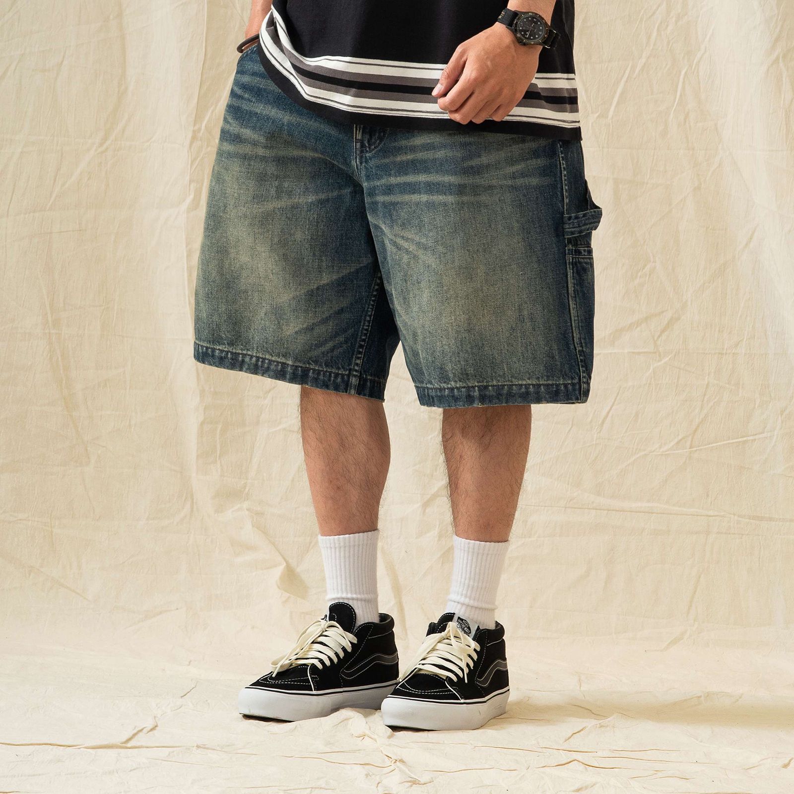 【ラスト1点 XL 】hige denim shorts / ブルー