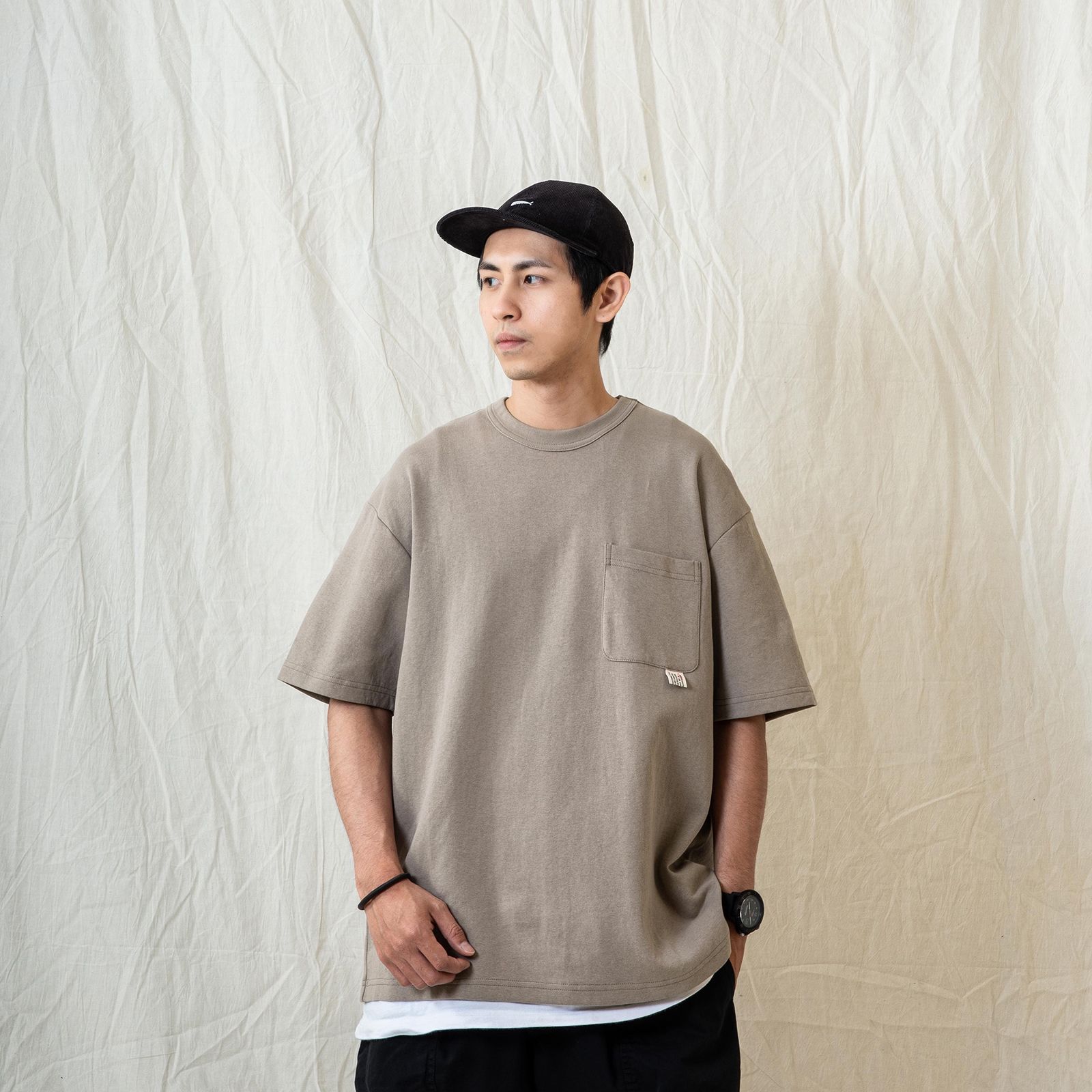 【ラスト1点 L】persevere wide pocket t-shirt / ベージュ