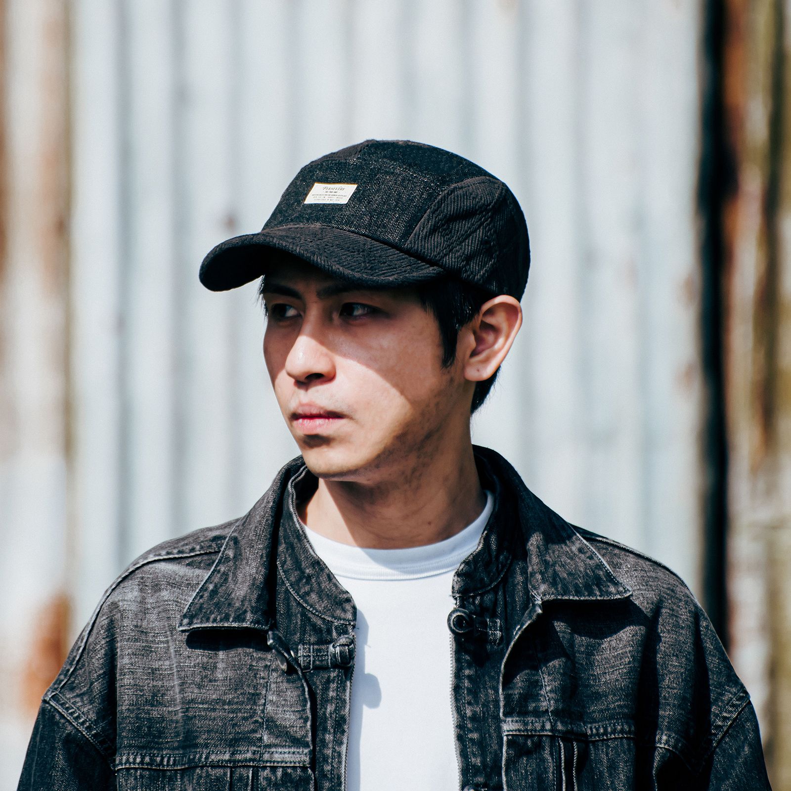 【ラスト1点】spliced 5-panel denim cap / ブラック