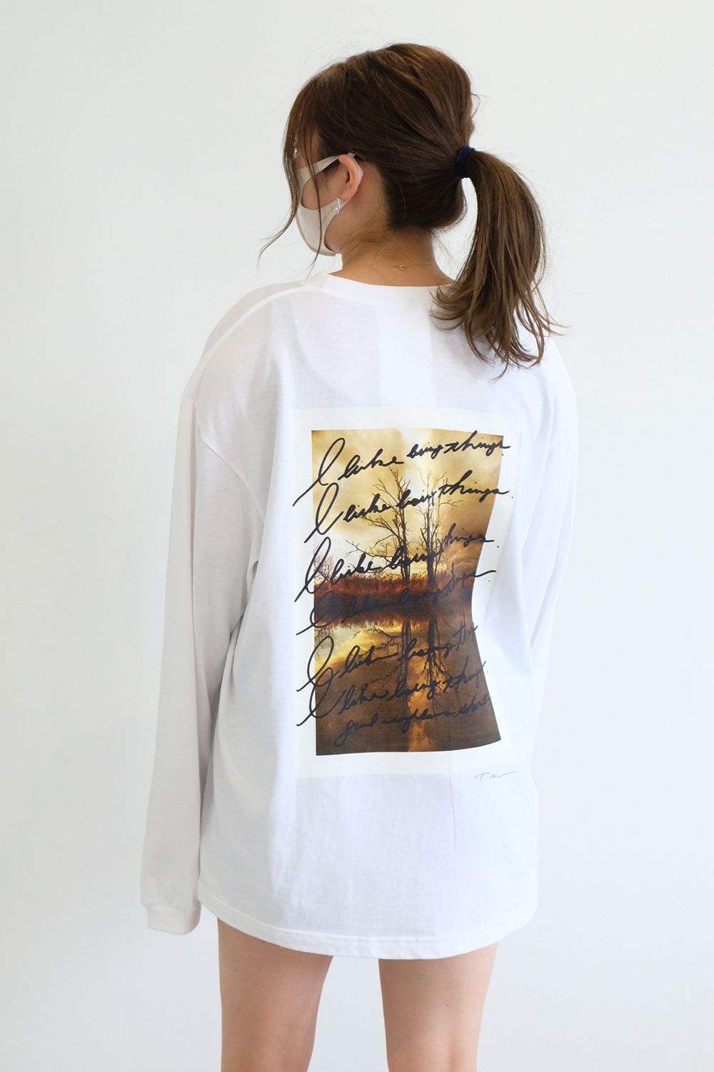 [ラスト1点 M ]【グッドネイバーズシャツ×酒井貴生】バックプリント ビックシルエットロングスリーブTシャツ / big silhouette L/S Tee / ホワイト