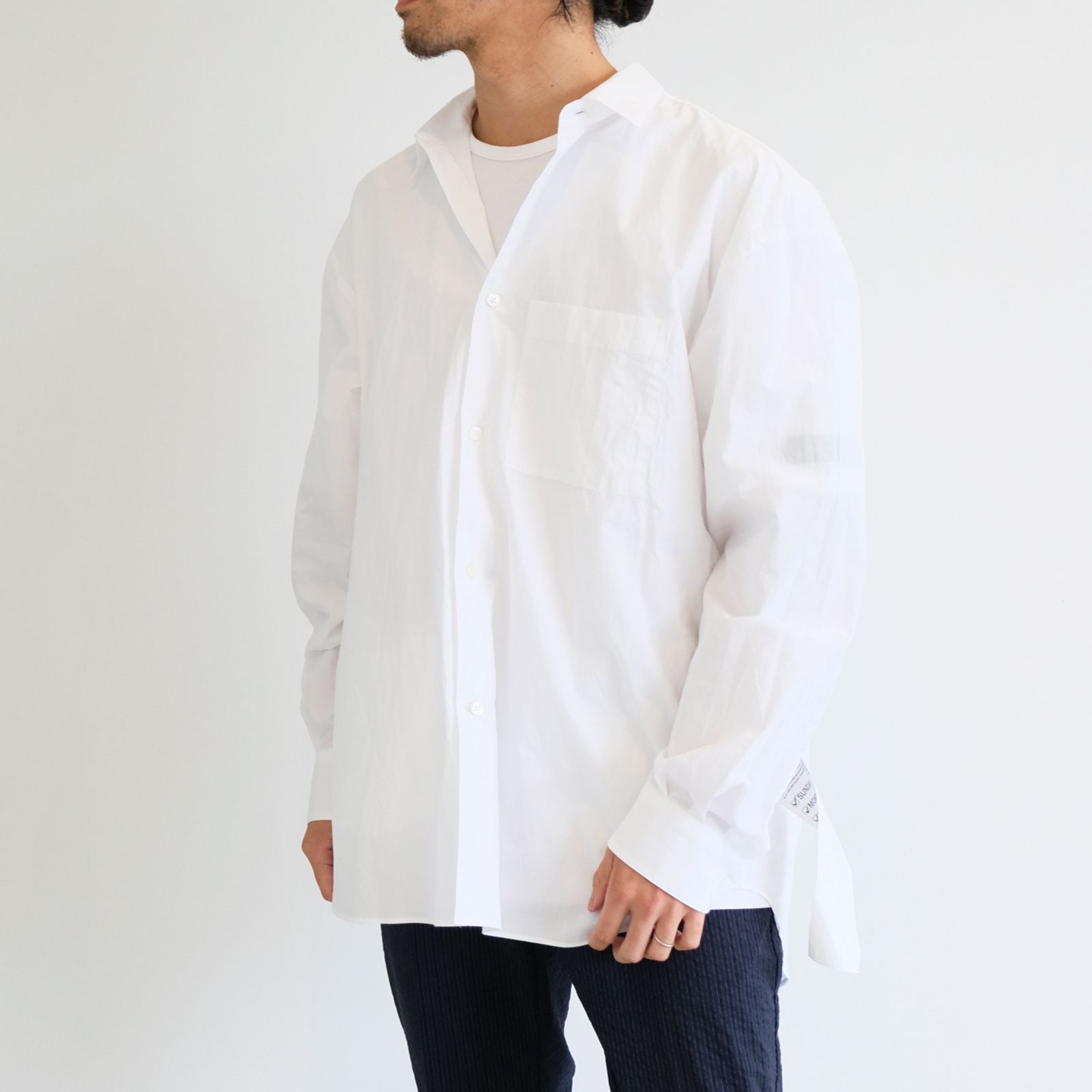 [ラスト1点 M ] コットンブロード ワイドシルエットシャツ / noel regular collar shirts / ホワイト