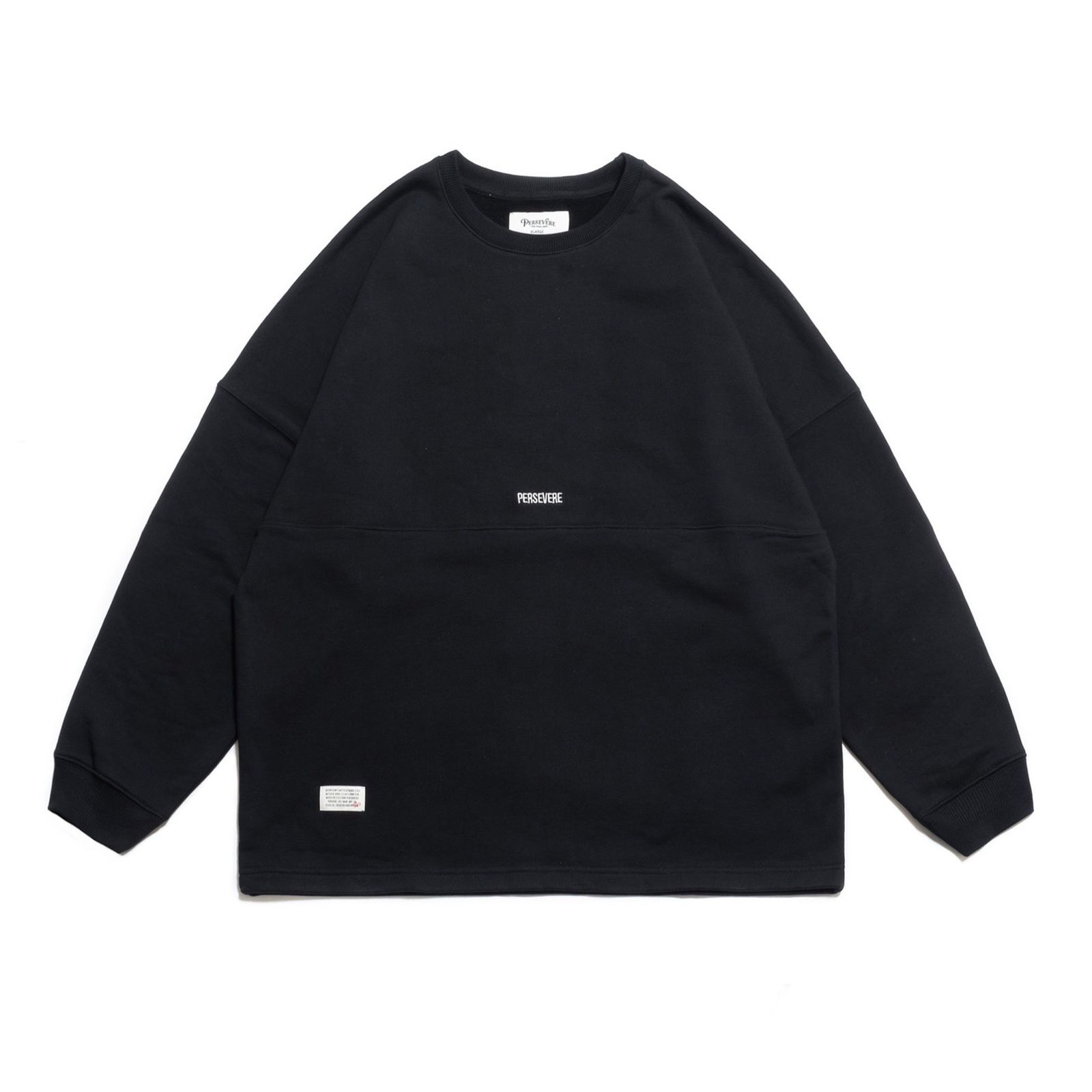 [ラスト1点 M] フロントロゴ ドロップショルダー クルーネックスエットシャツ / morse code classic sweatshirt / ブラック