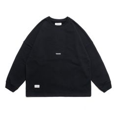 [ラスト1点 M] フロントロゴ ドロップショルダー クルーネックスエットシャツ / morse code classic sweatshirt / ブラック