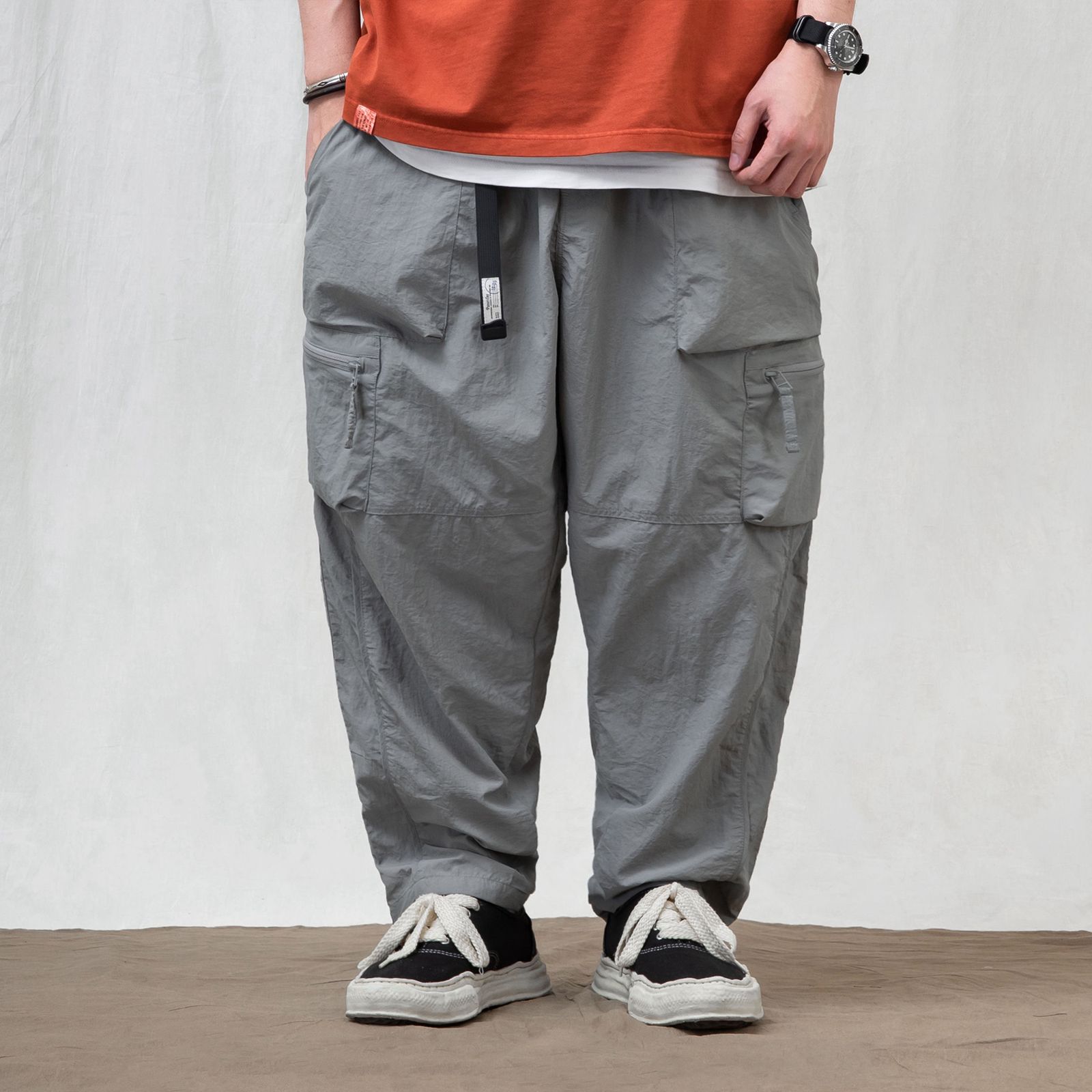 【ラスト1点 XL 】multi pocklet tapered pants / ライトグレー