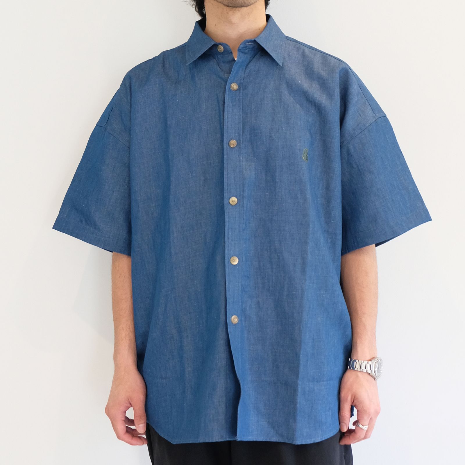 CALEE - 【ラスト1点 L 】C/L Embroidery over silhouette S/S shirt
