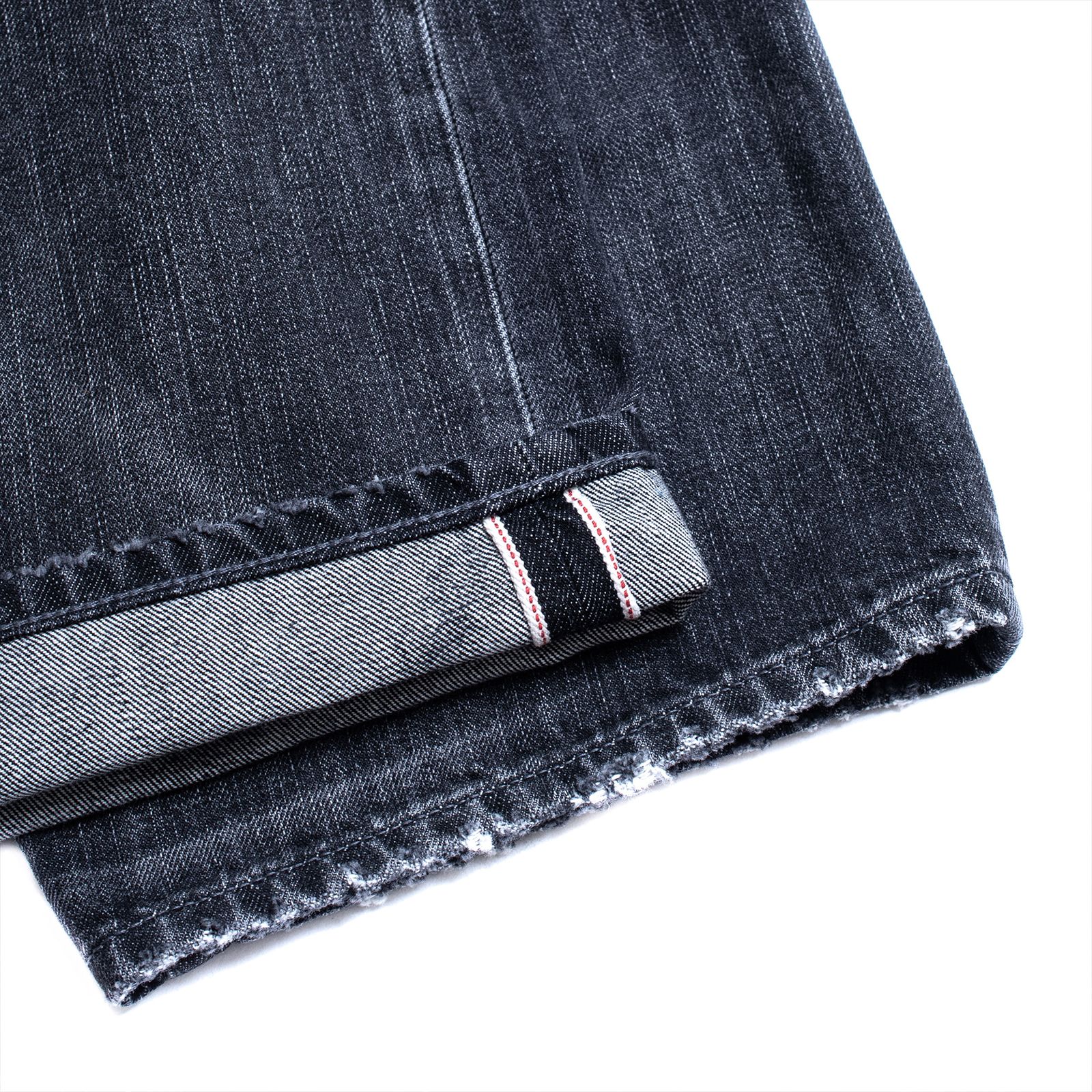 【ラスト1点 XL】distressed selvedge denim jeans / ウォッシュドブラック