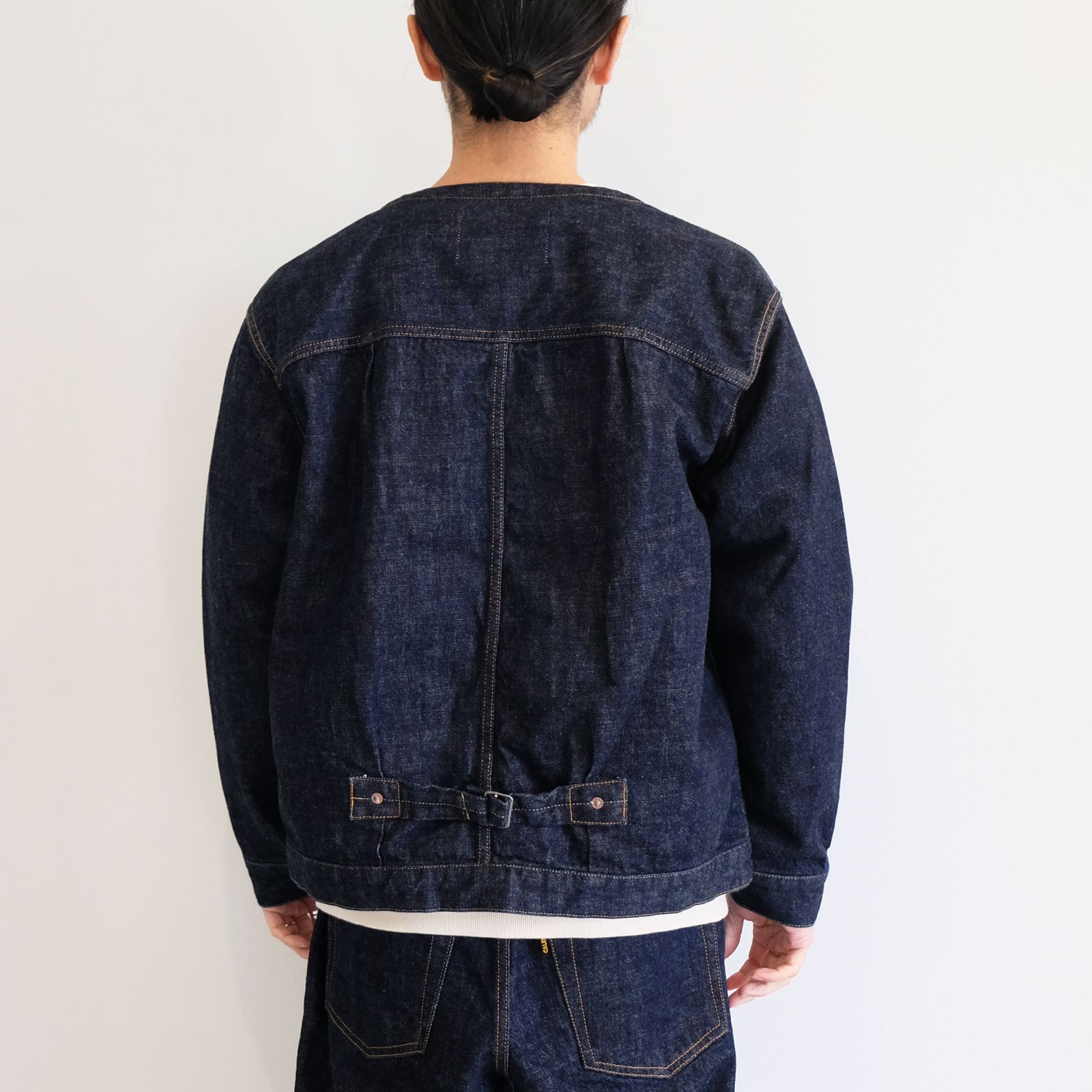 CALEE - [ラスト1点 L ] 1st type no collar denim jacket