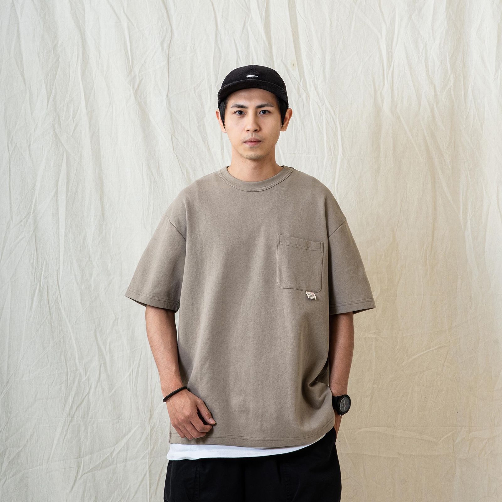【ラスト1点 L】persevere wide pocket t-shirt / ベージュ