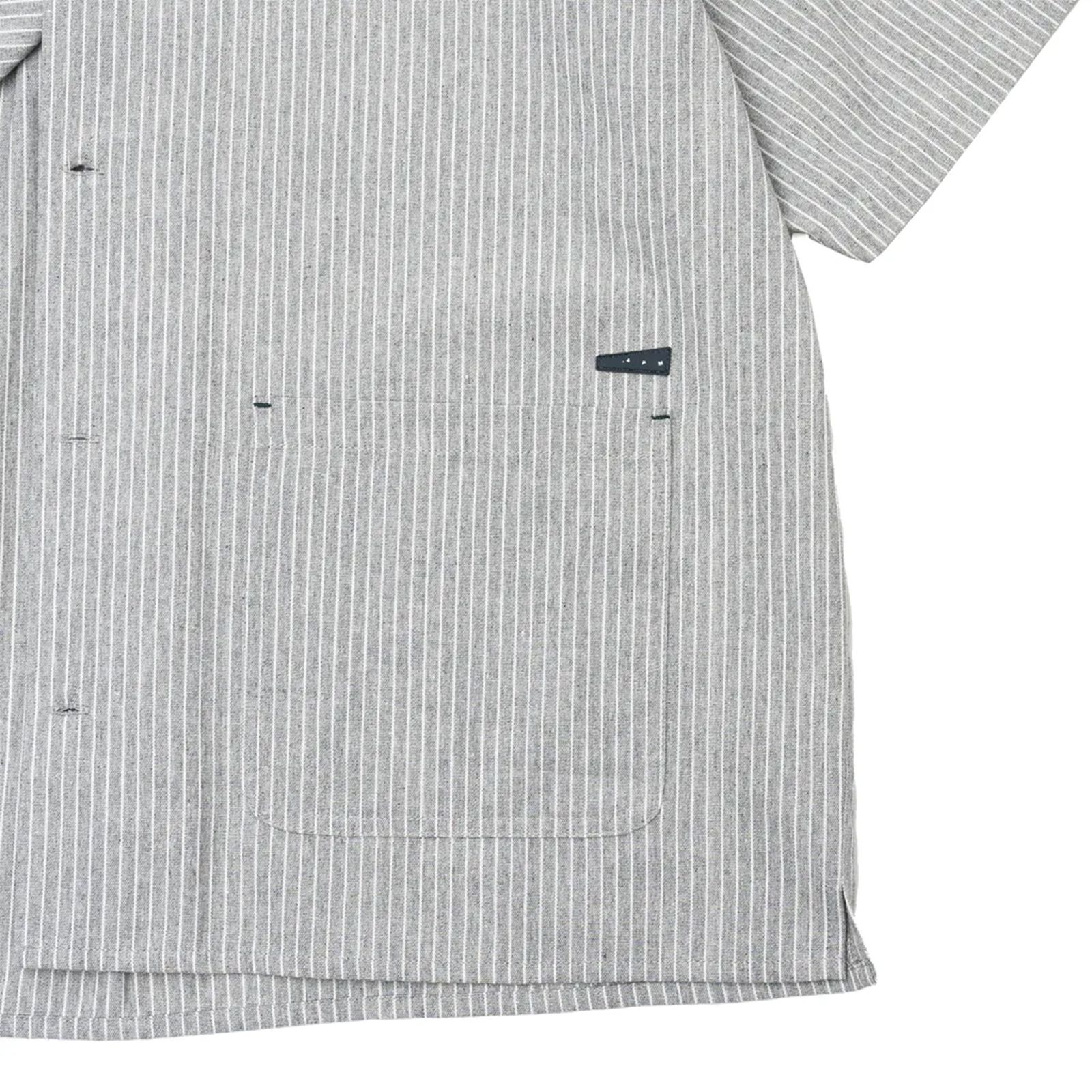 【ラスト1点 2 】Open Collar Stripe Shirt / グレーストライプ