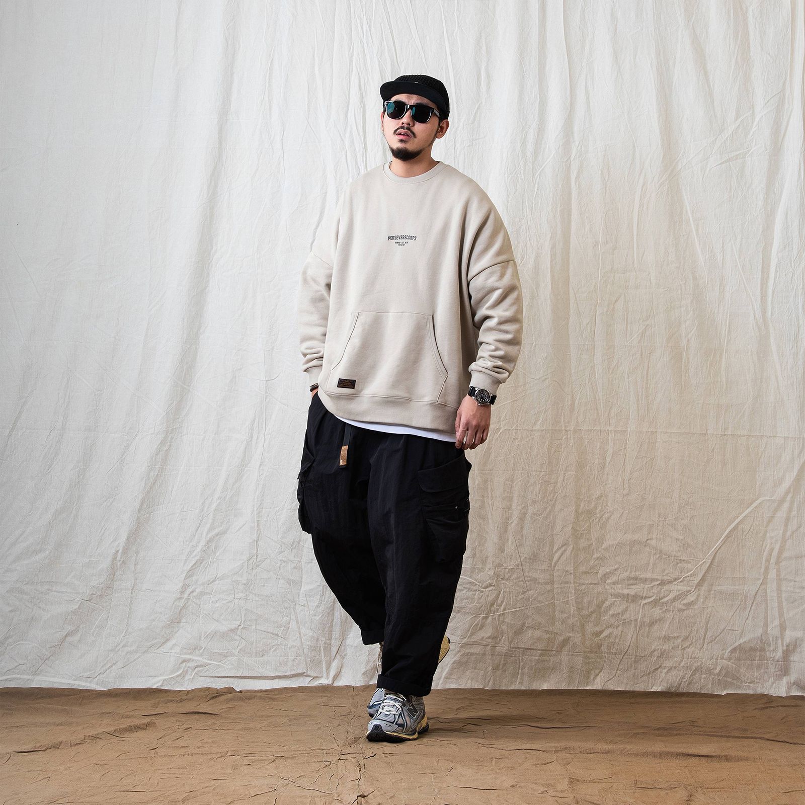【ラスト1点 L 】persevere irsa. classic washed sweatshirt / ベージュ