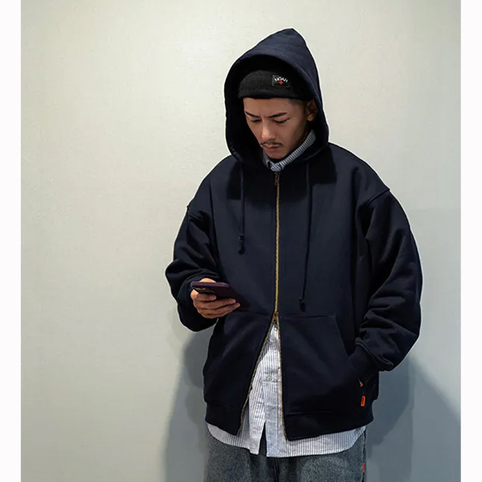 classic sweat zip hoodie / ネイビー