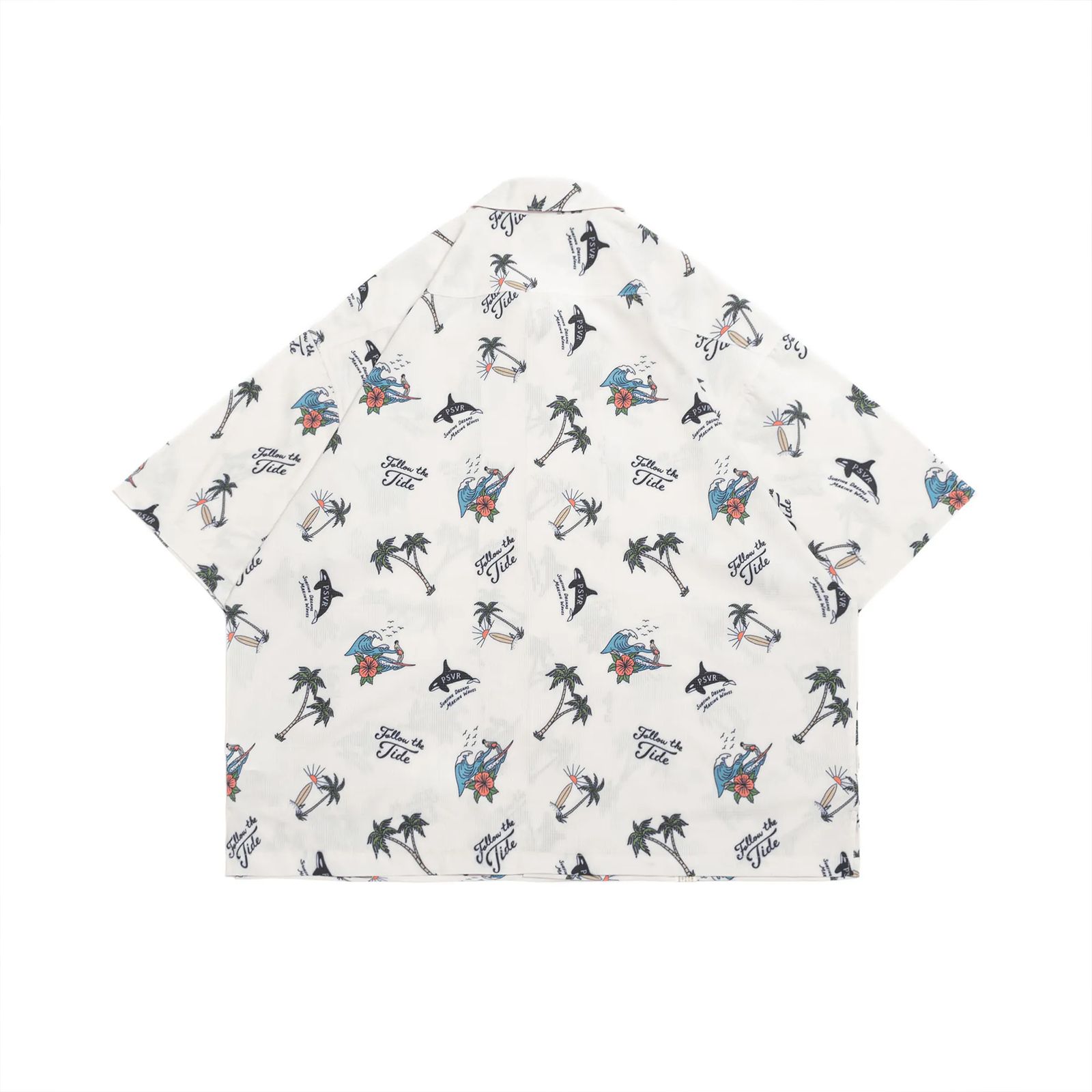 ocean elements graphic allover shirt / アイボリーホワイト