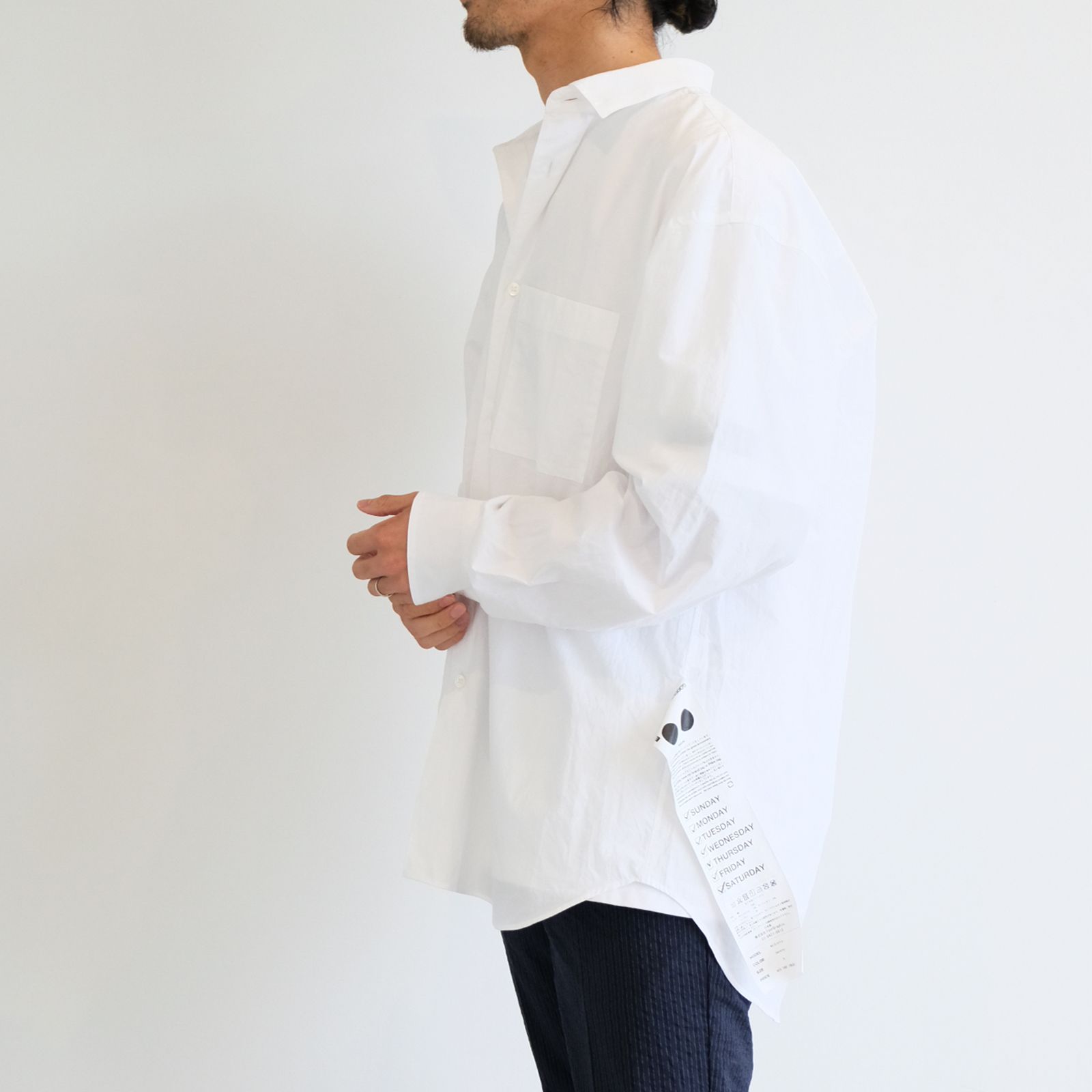[ラスト1点 M ] コットンブロード ワイドシルエットシャツ / noel regular collar shirts / ホワイト