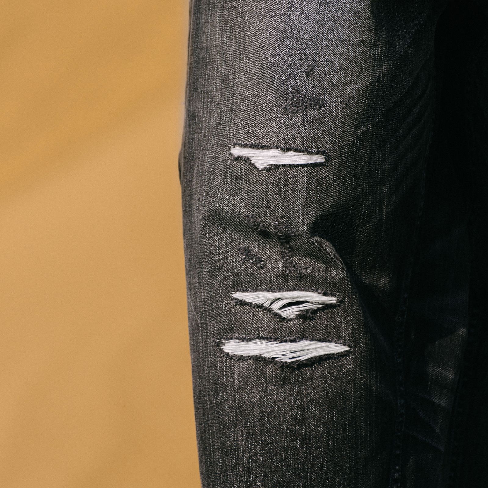【ラスト1点 XL】distressed selvedge denim jeans / ウォッシュドブラック