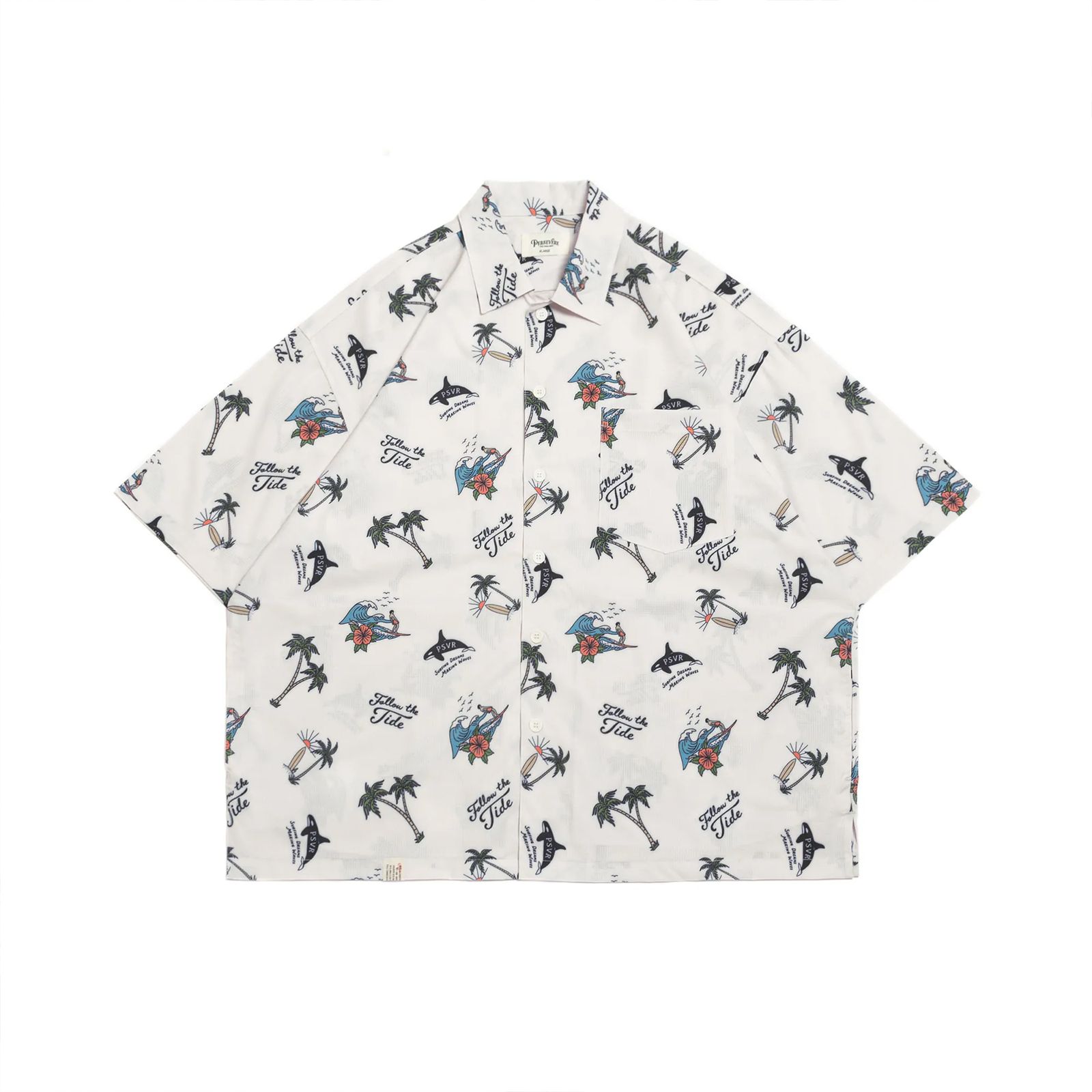 ocean elements graphic allover shirt / アイボリーホワイト