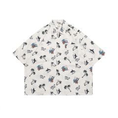 ocean elements graphic allover shirt / アイボリーホワイト
