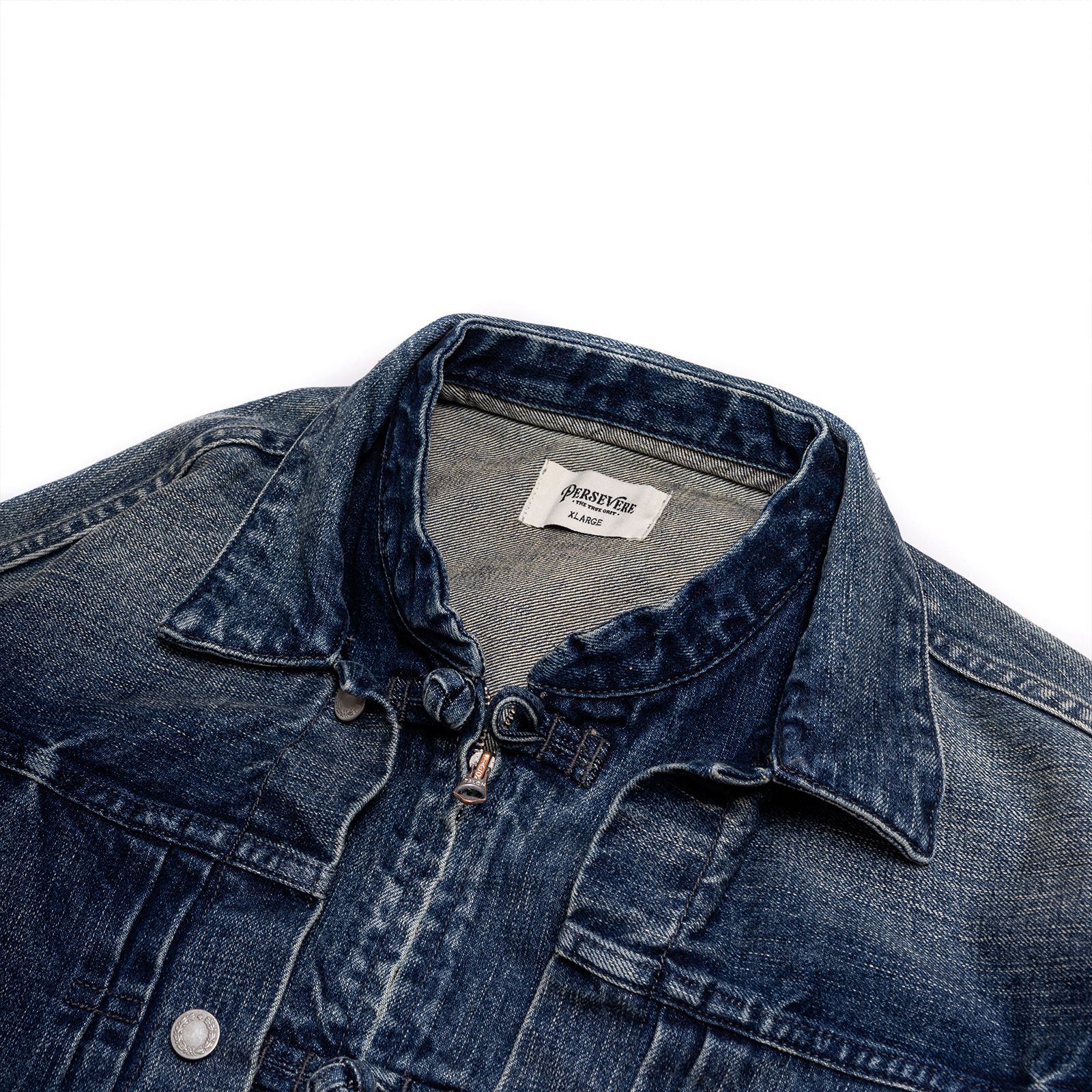 Persevere - [ラスト1点 L ] heavy stonewashed spliced denim jacket