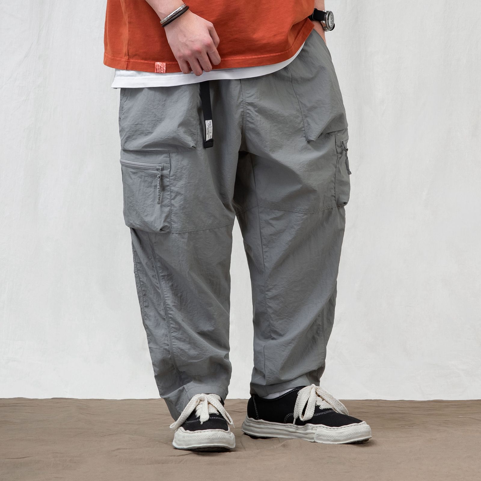 【ラスト1点 XL 】multi pocklet tapered pants / ライトグレー