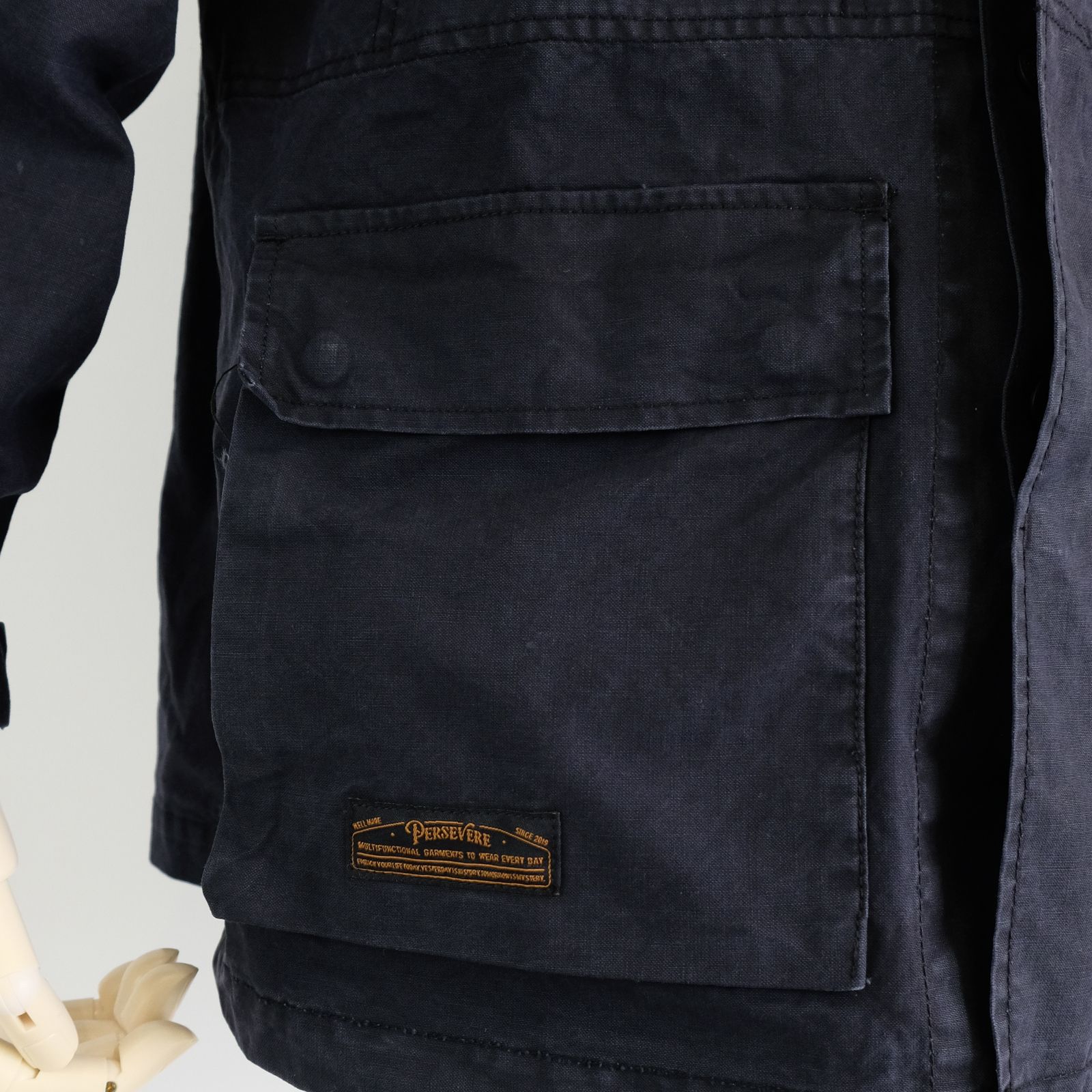 【ラスト1点 M 】stonewashed multi-pocket field jacket / ダークブルー