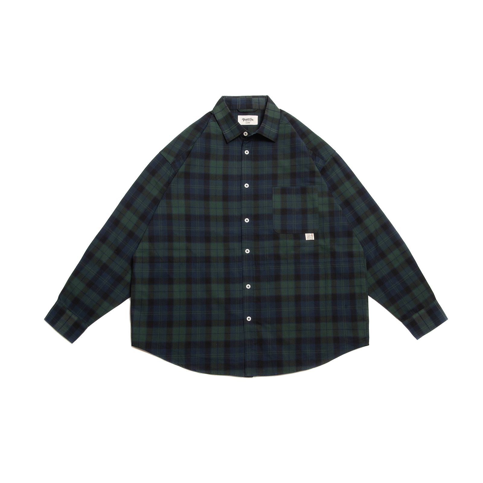 [ラスト1点 M ] persevere long sleeve check shirts / グリーン×ブルー