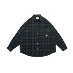 [ラスト1点 M ] persevere long sleeve check shirts / グリーン×ブルー