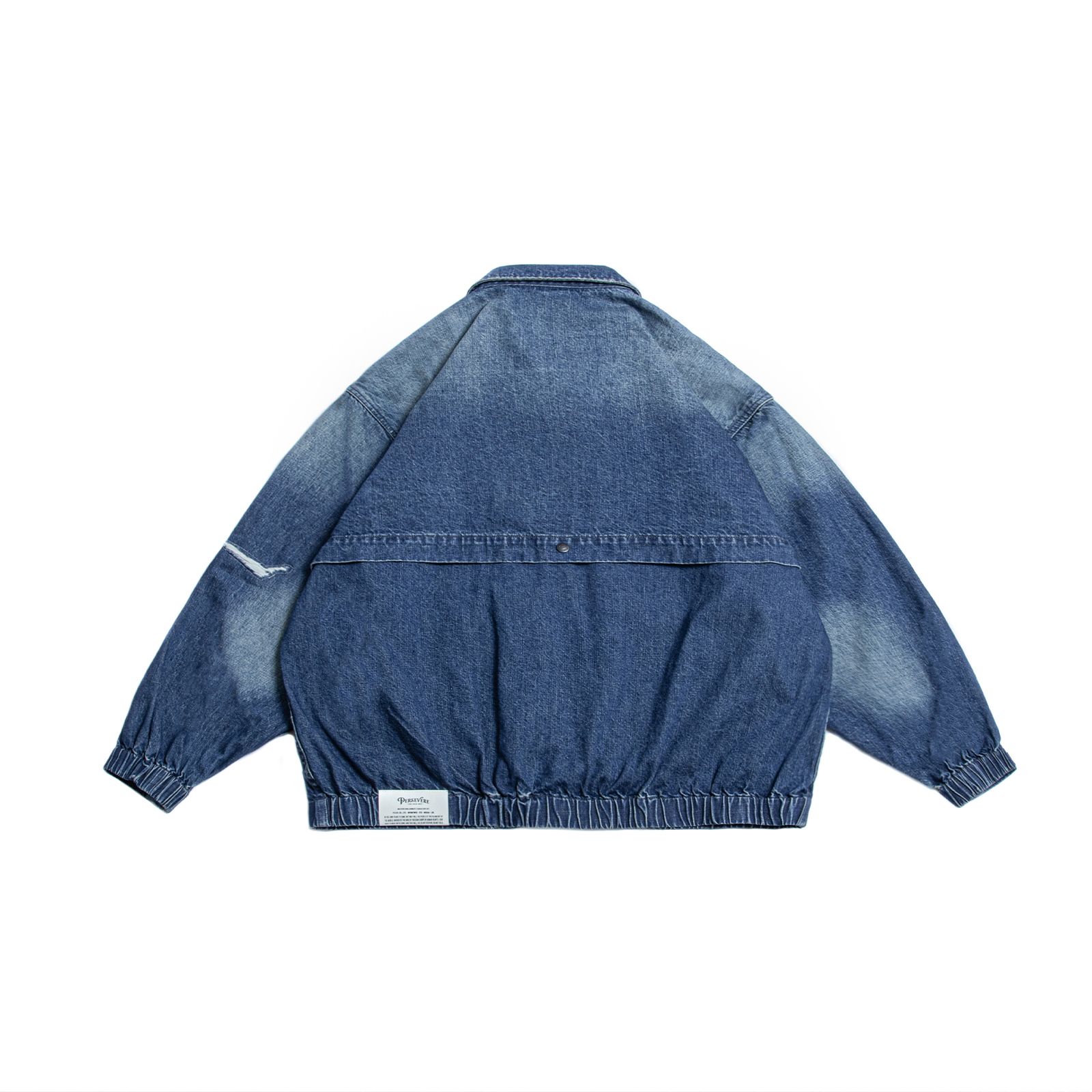 【ラスト1点 XL 】distressed denim harrington jacket / ウォッシュドブルー