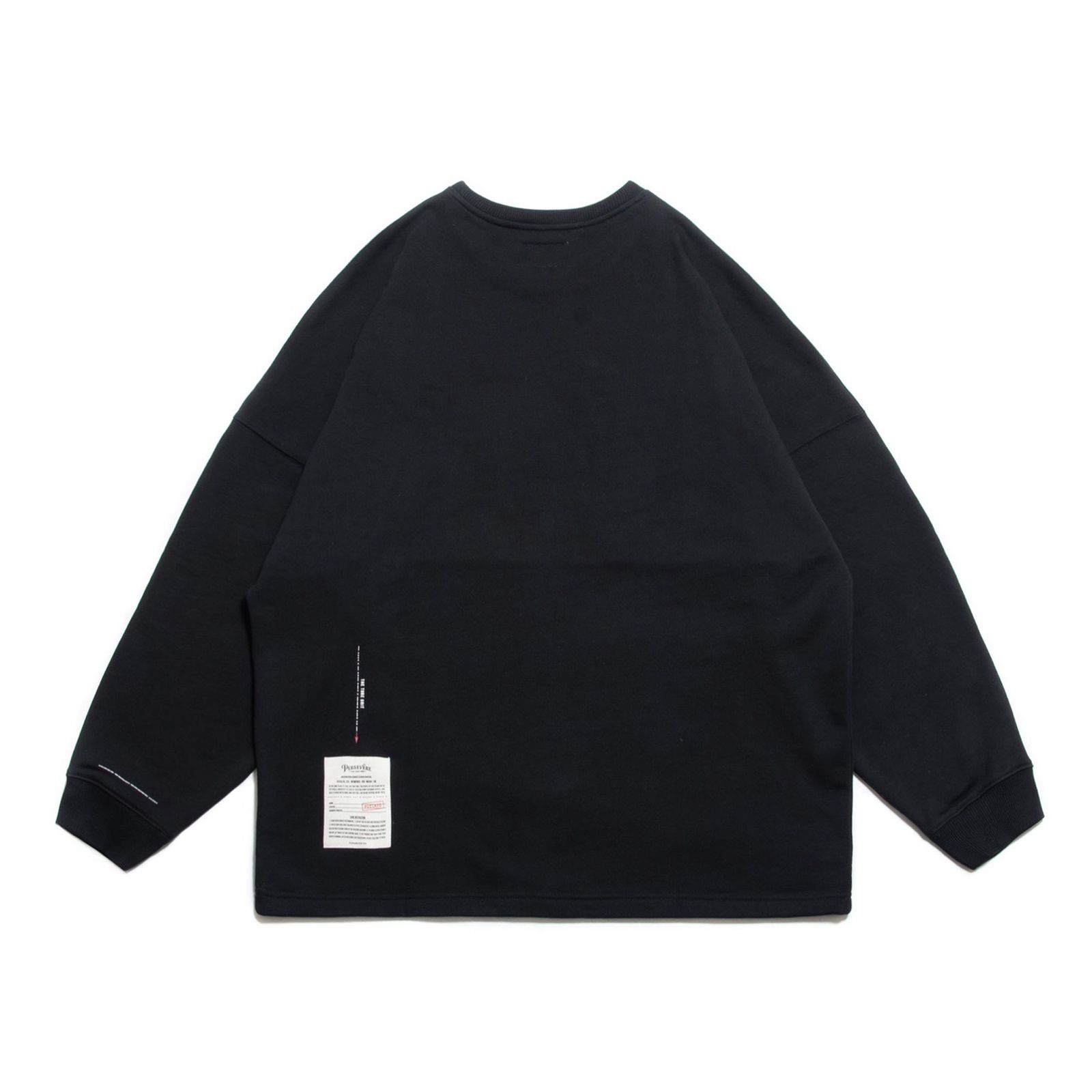 [ラスト1点 M] フロントロゴ ドロップショルダー クルーネックスエットシャツ / morse code classic sweatshirt / ブラック