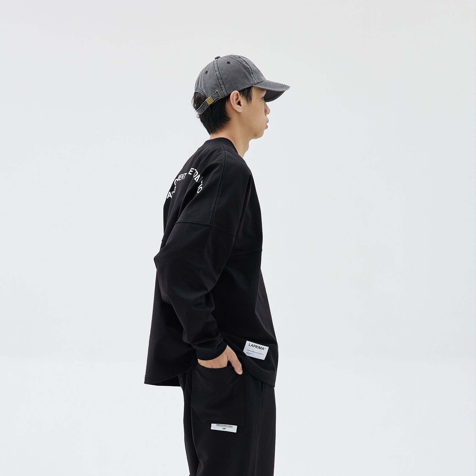 【ラスト1点 L】Slogan printing lap / ブラック
