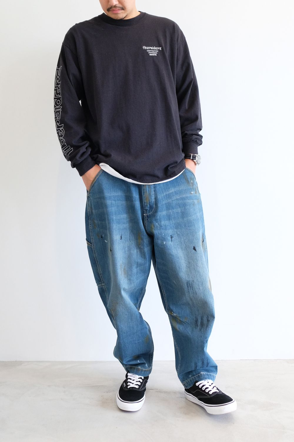 ロンTEE +デニムスタイルをシルエットで差別化
