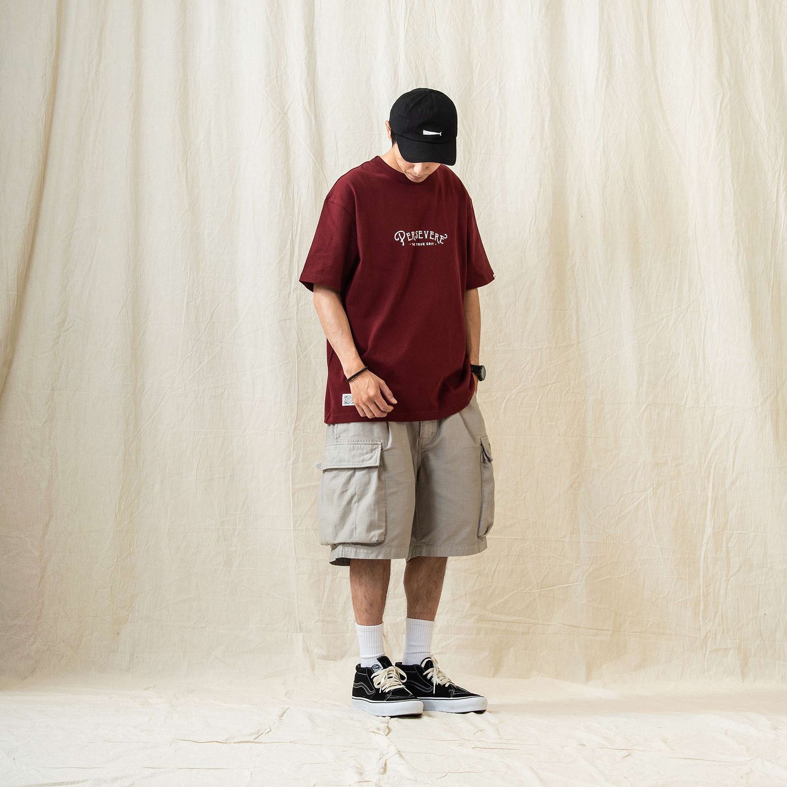 handwritten logotype t-shirt / クラレット