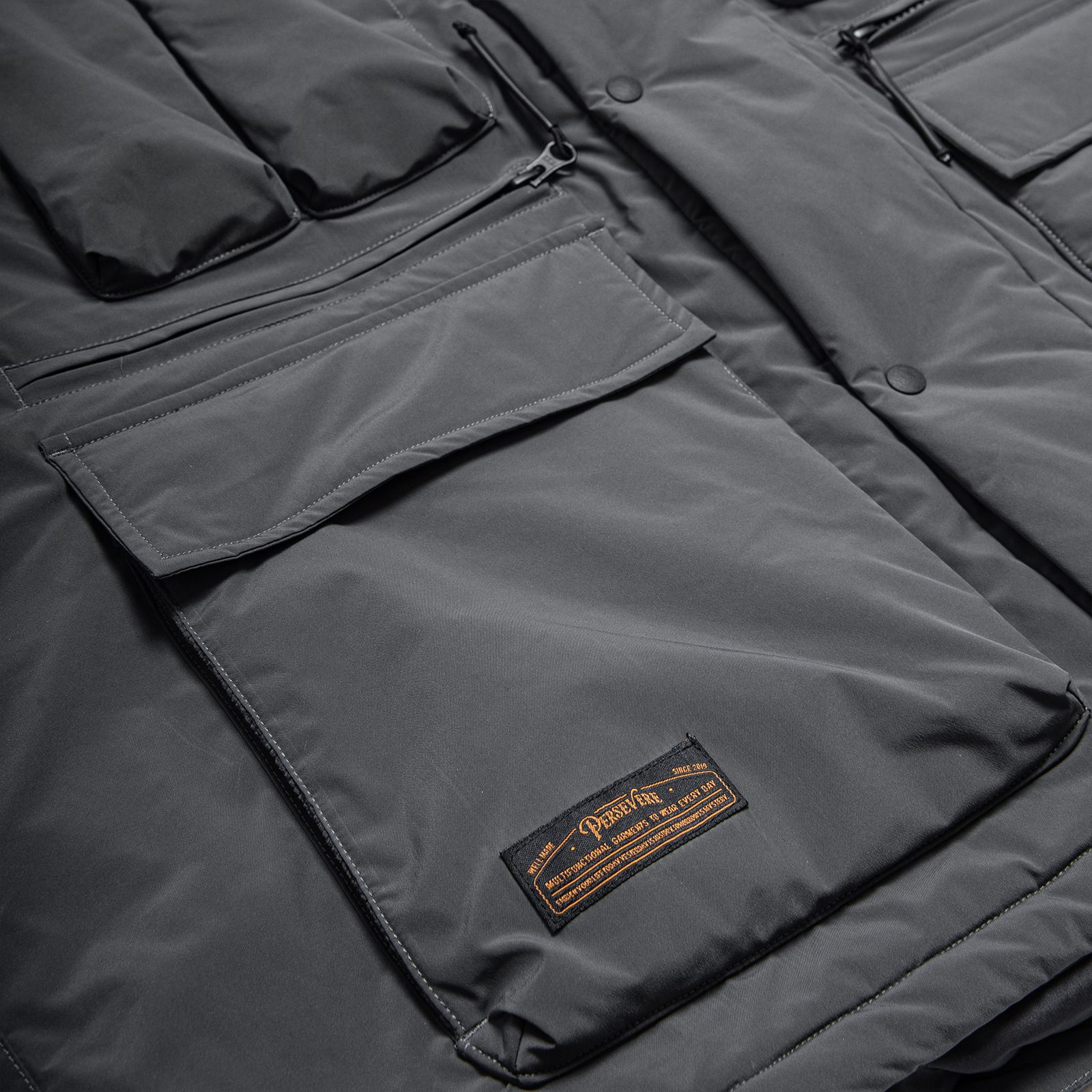 【ラスト1点 XL 】multi-pocket padded jacket / スモークグレー