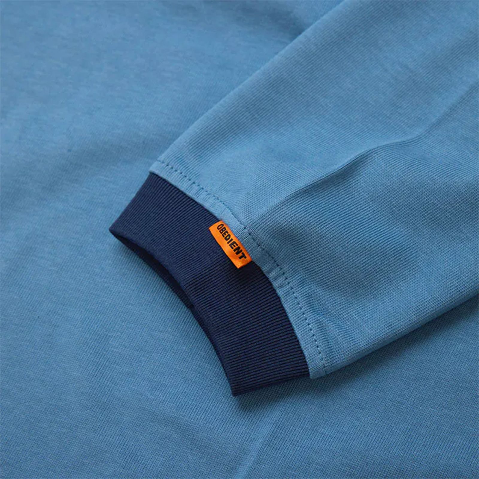 【ラスト1点 4 】BASIC L/S TEE WITH CONTRASTING RIBBED TRIMS / ブルー