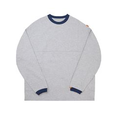 【ラスト1点 4 】BASIC L/S TEE WITH CONTRASTING RIBBED TRIMS / グレー