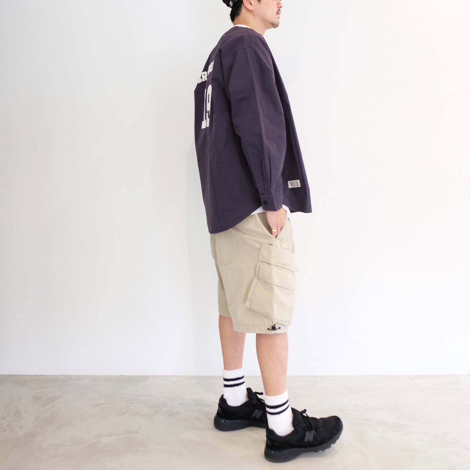 【Persevere】ベースボールシャツ×カーゴショーツの着こなし