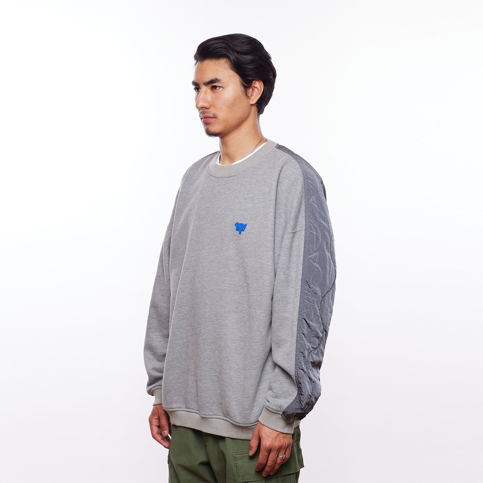 【ラスト1点 L】cotton fleece quilted crewneck / グレー