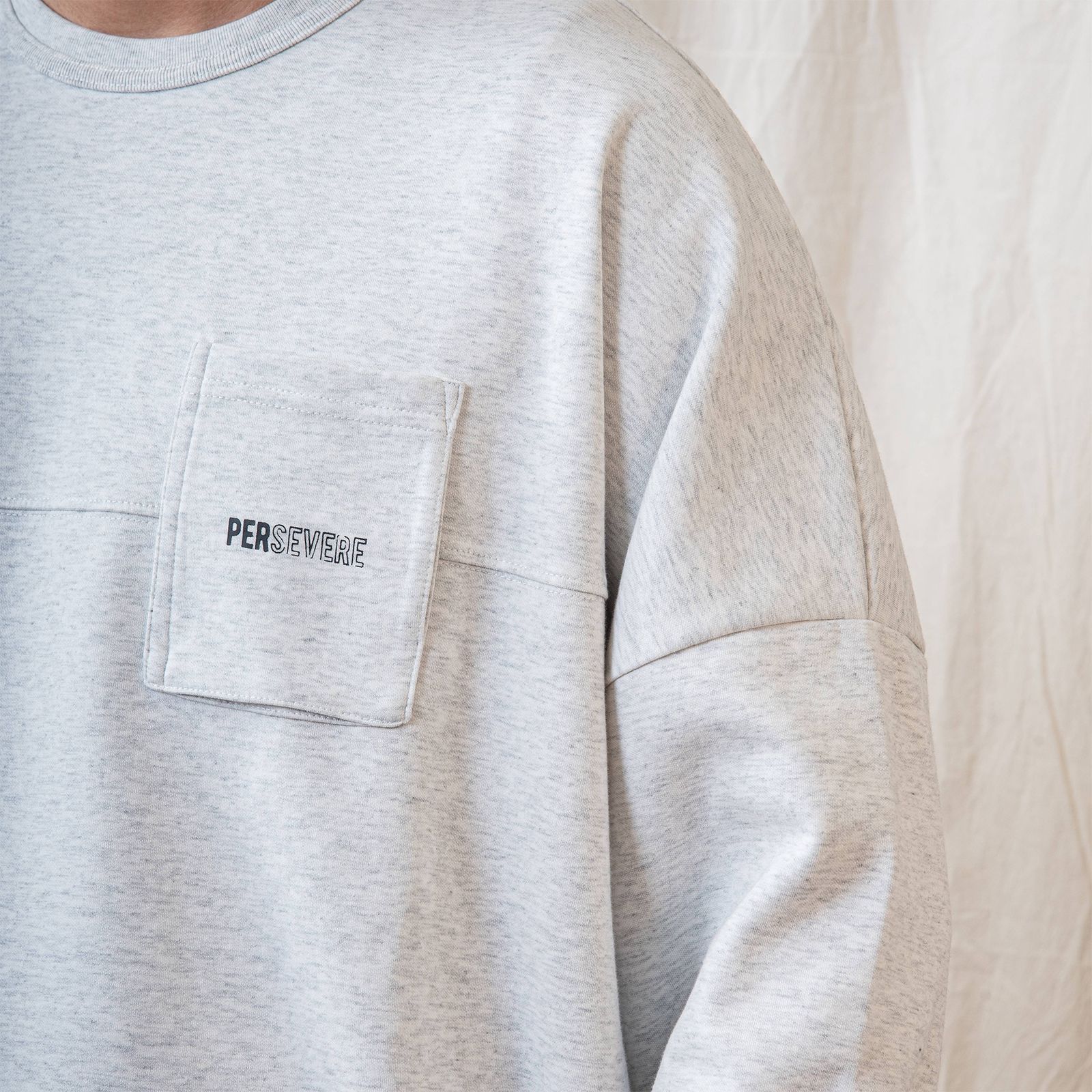 【ラスト1点 XL 】spliced L/S pocket t-shirt / ヘザーホワイト