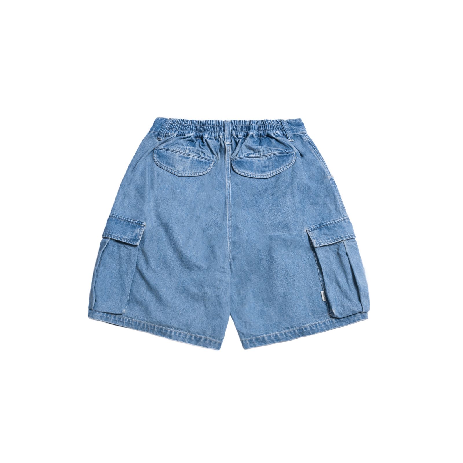 washed double cargo shorts / ウォッシュドデニムブルー
