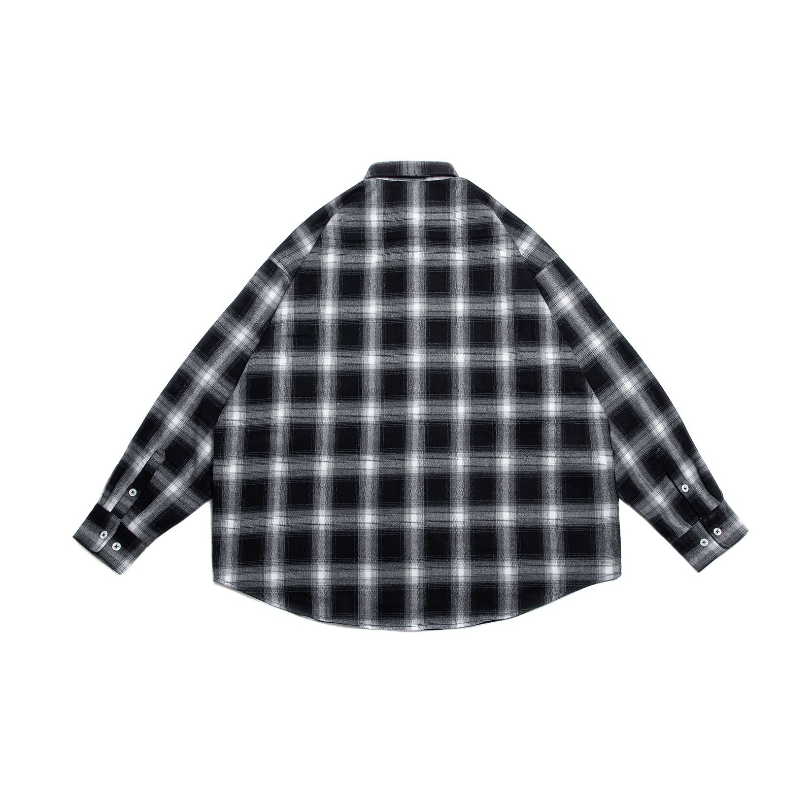 [ラスト1点 L ] persevere long sleeve check shirts / ブラック×ホワイト